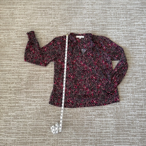 LOFT Ruffle Tie Neck Mixed Media Blouse - Picture 3 of 4